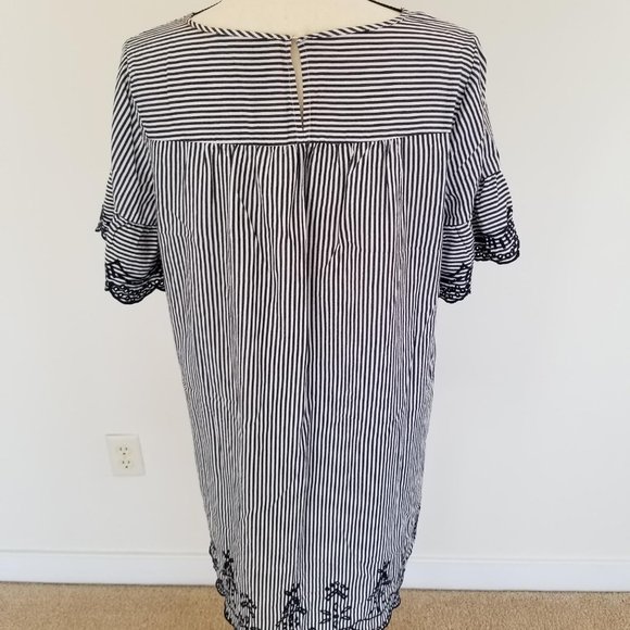 Loft Lace trimmed striped dress- Size M - Picture 2 of 3